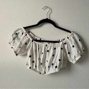 H&M polka dot cropped top size xs. Cream white . Thin and comfortable